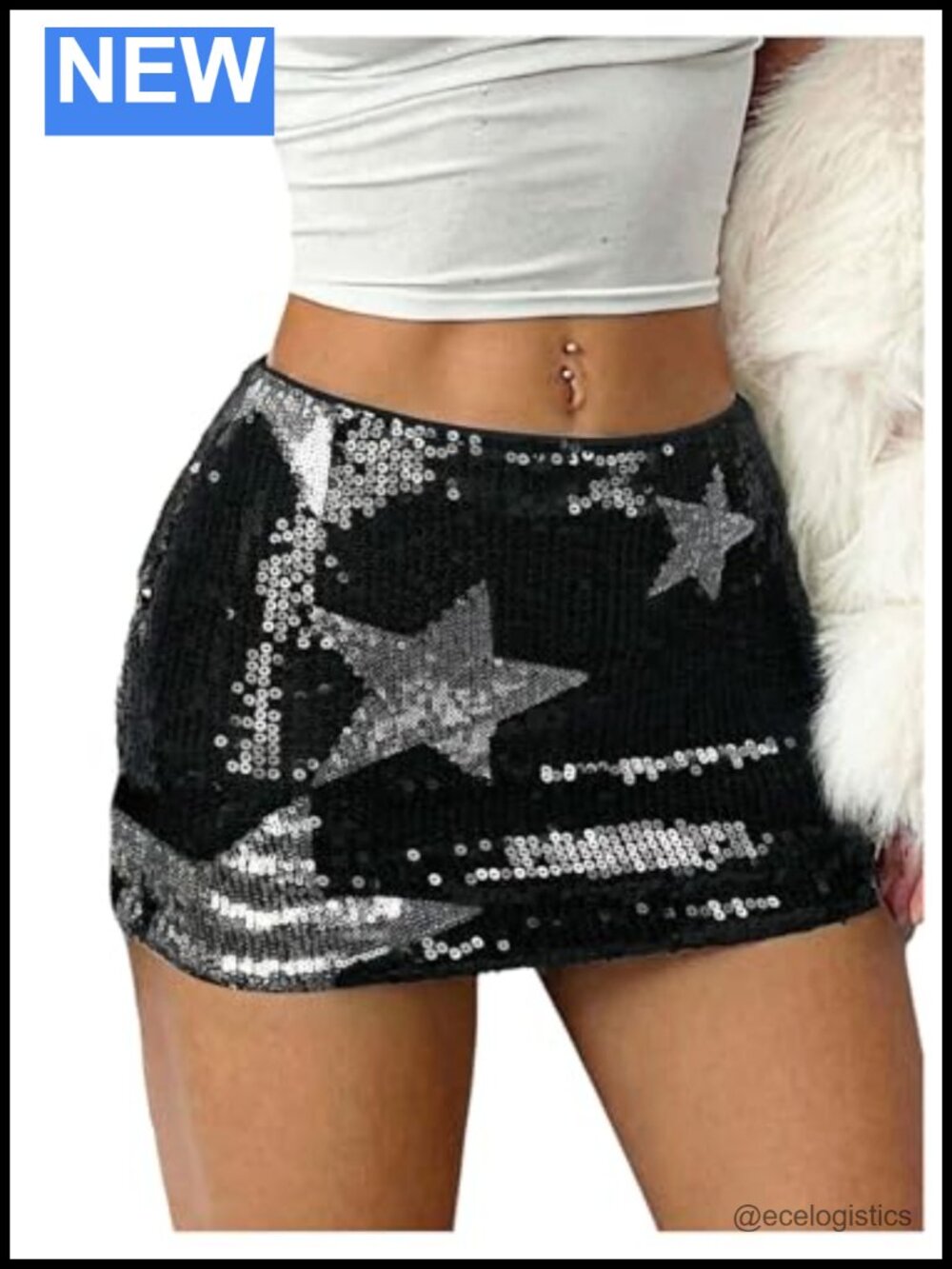 Floerns Women's Star Sequin Bodycon Mini Skirt Glitter Party
